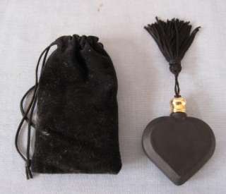 Empty Mini Miniature Black Ceramic Heart Perfume Bottle  