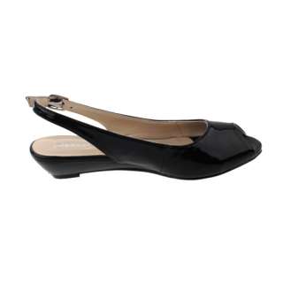 Womens vintage Black color peep toe slingback wedge heel shoes size AU 
