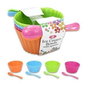  Ice Cream Bowl with Spoon 4 Piece Display Case Pack 48 