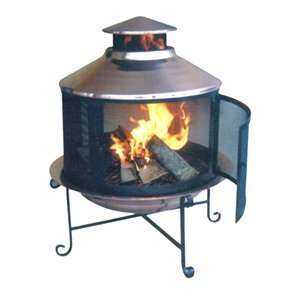   Steel Fire Bowl with Full Round Fireplace Screen Patio, Lawn & Garden