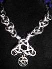 Celtic Knot triquetra necklace pentagram pendant black silver wicca 
