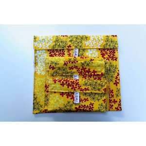 Large Luau Wrap Reusable Sandwich Bag in Yellow Spray Organic Cotton 