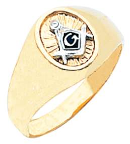   White or Yellow Gold Freemason Masonic Blue Lodge Mason Ring  