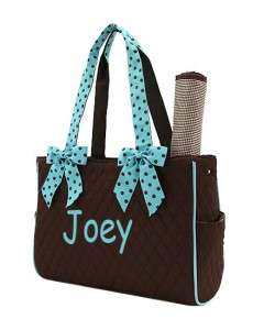 Diaper Bag Personalized Monogrammed Brown and Blue  