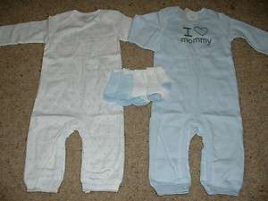 NEW BABY BOYS CARTERS BLUE I LOVE MOMMY 4pc LAYETTE SET OUTFIT SOCKS 
