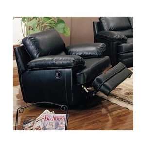 Malloy Casual Contemporary Leather Rocker Recliner by Coaster   Black 