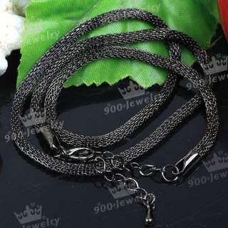 1pc 3mm Black Copper plated Net Chain Necklace 19.5L  