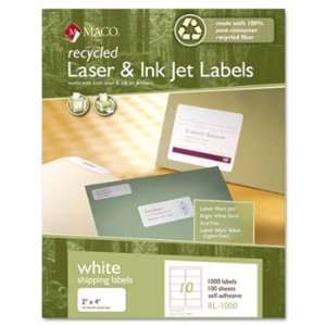 Maco RL0100   Recycled Laser and InkJet Labels, 8 1/2 x 11, White, 100 