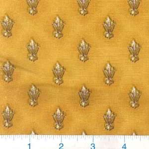  45 Wide Marcus Mansion Leaf Medallions Gold Fabric By 