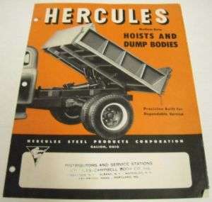 Hercules 1961 Dump Truck Hoists, Bodies Sales Brochure  
