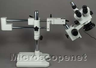 5x 80x Boom Stand Stereo Microscope 144 LED +2MP Camera  