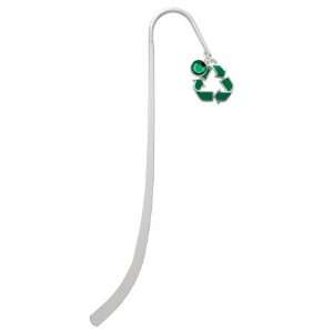   Plated Charm Bookmark with Emerald Swarovski Drop