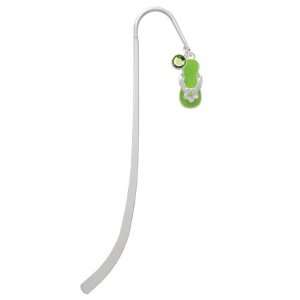   with flower Silver Plated Charm Bookmark with Peridot Swarovski Drop