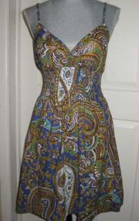 NEW Sun Dress Boho Sundress Shes Cool Paisley 100% Cotton M L XL Blue 