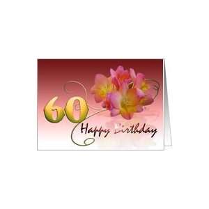  Happy 60th Birthday Oleander Flower curly coil pink flower 