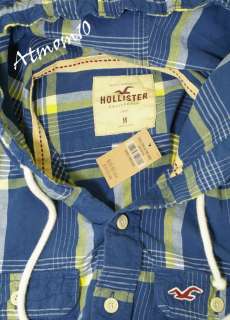NWT Hollister Men Plaid Shirt Hoodie Button front  