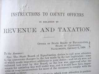 CALIFORNIA State Revenue Laws 1896 Book  