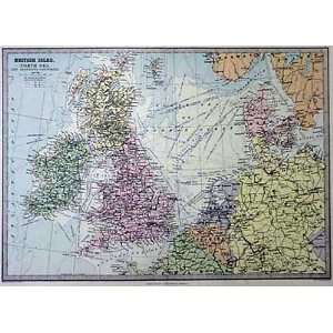  Bartholomew 1887 Antique Map of the British Isles & Countries 