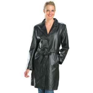    Ladies Knee Length Womens Buttoned Leather Jackets Automotive