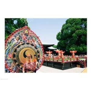  Decorative drum in front of a building, Meiji Jingu Shrine 