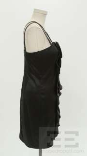 Marc Bouwer GlamIt Black Silk Rosette Ruffle Cocktail Dress Size 6 