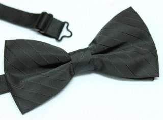 Mens Black with Shiny Stripe Tuxedo Bow Tie Cravat 05  