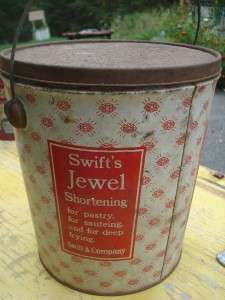 ANTIQUE TIN SWIFT JEWEL SHORTENING CANISTER 8 POUND TIN  