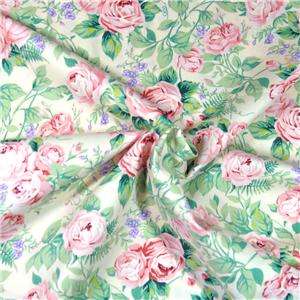 Blank Cotton Fabric Sweet, Soft Pink Roses on White FQs  