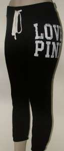   LOVE PINK logo Black Vintage Slim Fit Sweatpants NWT XS HOT   