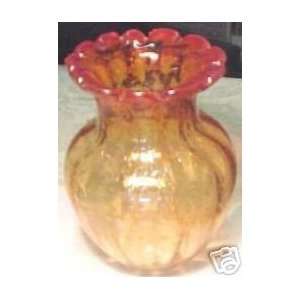  Orange Bubbled Glass Vase 