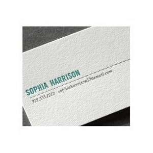  Letterpress Pearl White Calling Cards with Dotted Rule 