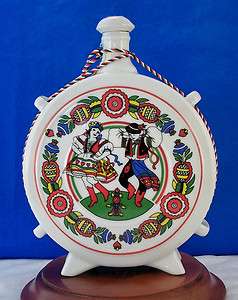   Hungarian Porcelain Folk Art Pannon SzilvaPalinka Plum Brandy Bottle