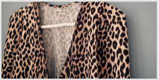 NWT Women Leopard Double bre​asted Jacket Coat 0618  