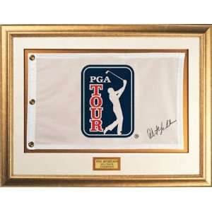  Phil Mickelson Framed Autographed Pin Flag Sports 