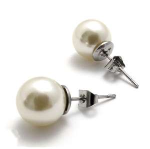 Womens Genuine Fresh Water Cultured Pearl Steel Earrings Stud 4/5/6/7 