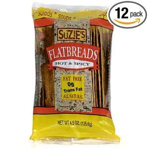 Suzies Flatbread, Hot N Spicy, 4.5 Ounce Bags (Pack of 12)
