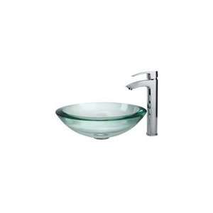   Glass Vessel Sink and Visio Bathroom Faucet Chrome