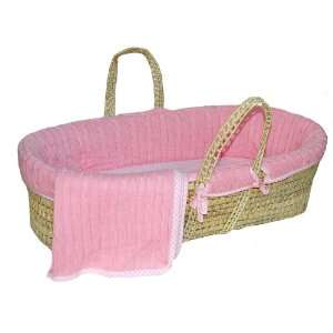  Tadpoles 5 Pc. Cable Knit Moses Basket Set  Pink