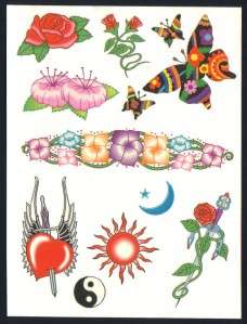 12   different Temporary Tattoo   Large size sheet NEW  