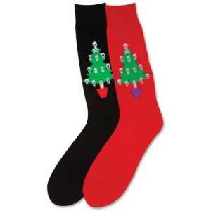 Fun Socks Christmas  Tree/Skulls Red