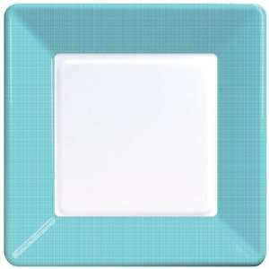  Pastel Blue Square Paper Plates Coordinate Textured 9 inch 