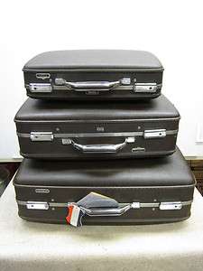   of 3 Vintage Brown American Tourister Suitcases Tiara w/keys  