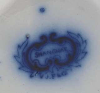 FURNIVAL FLOW BLUE SUGAR BOWL, SHANGHAE, 1845 70  