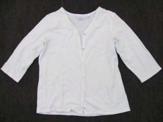 Denim and Co White Bubble Pique Cardigan and Tank Sz M  