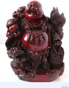 DEEP RED LAUGHING BUDDHA/ Wealth & Happiness (2)  
