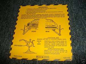 1976 BUICK CENTURY REGAL TRUNK JACK INSTRUCTIONS DECAL  
