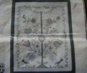 Vtg Linen Bucilla Embroidery Kit Sampler Family Tree  