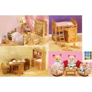  Calico Critters Country Bedroom, Dining Room, Sisters Loft 