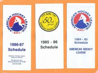 1985 86 AHL American Hockey League Schedule  