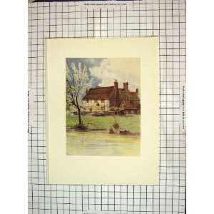  C1930 River House Newdigate Old Place Colour Print